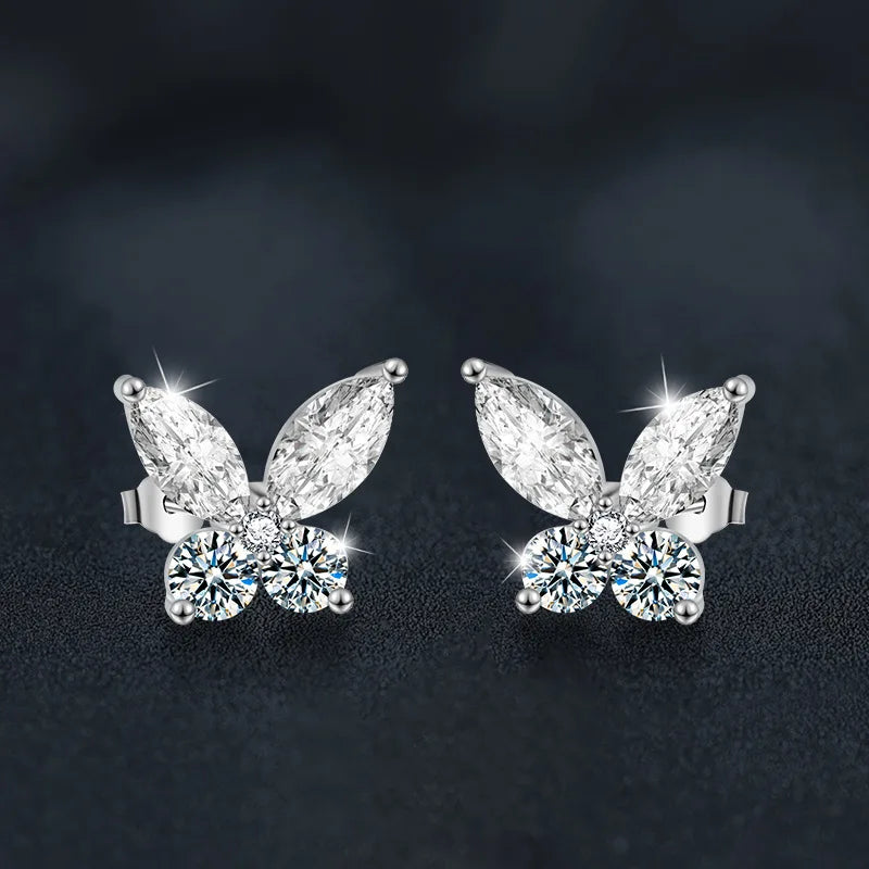 Butterfly Premium Moissanite Stud Earring for Women luxury Original 925 Sterling Silver Women's Moissanite Diamond Hoop Earrings Beauty hair & fashionfj