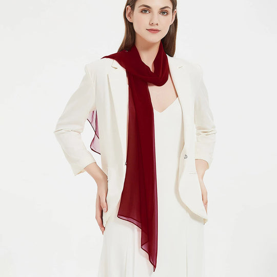 Fashion Feathry Chiffon Soft Solid Scarf Shawl Decorate Silk Scarves Breathable Sun Protection Elegant Lady Versatile Bandana Beauty hair & fashionfj