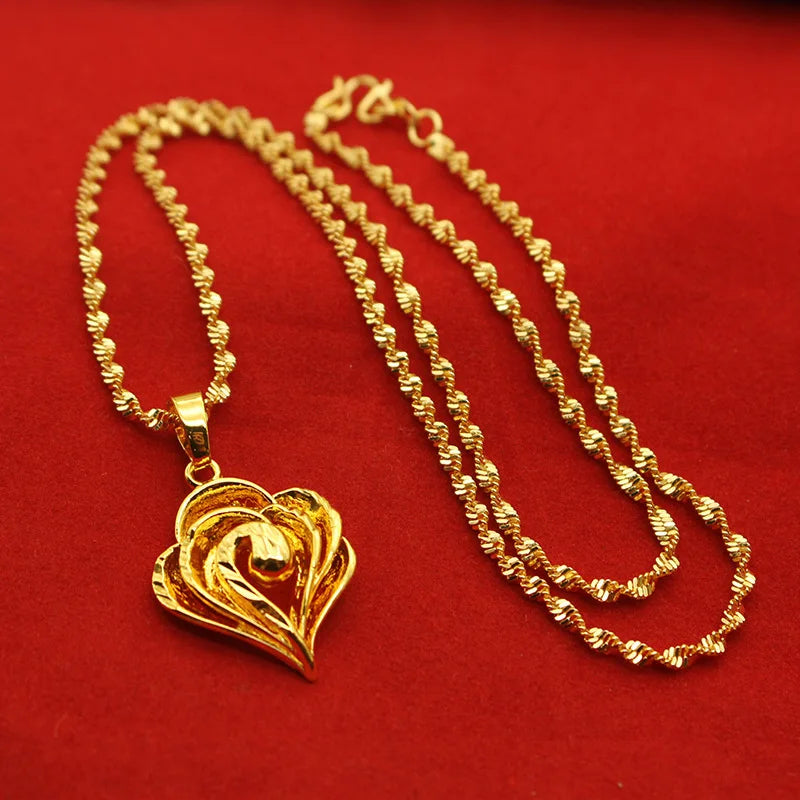 9999 24K REAL gold necklace women's real gold necklace pendant gold necklace women's jewelry fashion hundred items Beauty hair & fashionfj