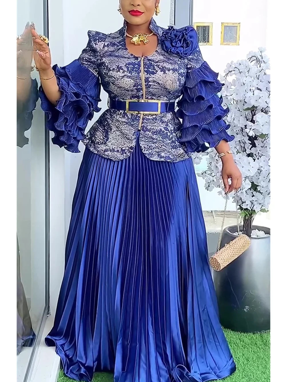 African Clothes for Women 2 PCS Sets Tops And Skirts Suits Dashiki Ankara Turkey Outfits Gown Plus Size Wedding Party Dresses