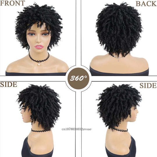 Synthetic Braided Wigs for Women Locs Crochet Twist Hair Short Afro Wig Ladies Dreadlock Wig Black Daily Curly Cool Girl Bouncy