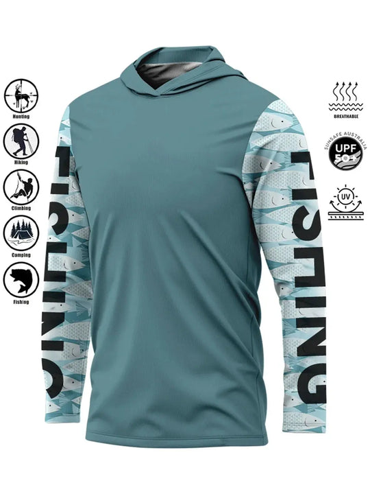 Fishing Shirt Hooded Outdoor Uv Protection Large Size Man Camouflage Printing Moisture Wicking Jersey Fishing Apparel Tops Beauty hair & fashionfj