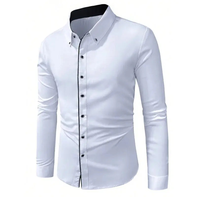 Men Dress Shirt Brand New Solid Color Long Sleeve Smart Casual White Elastic Male Business Shirts Beauty hair & fashionfj