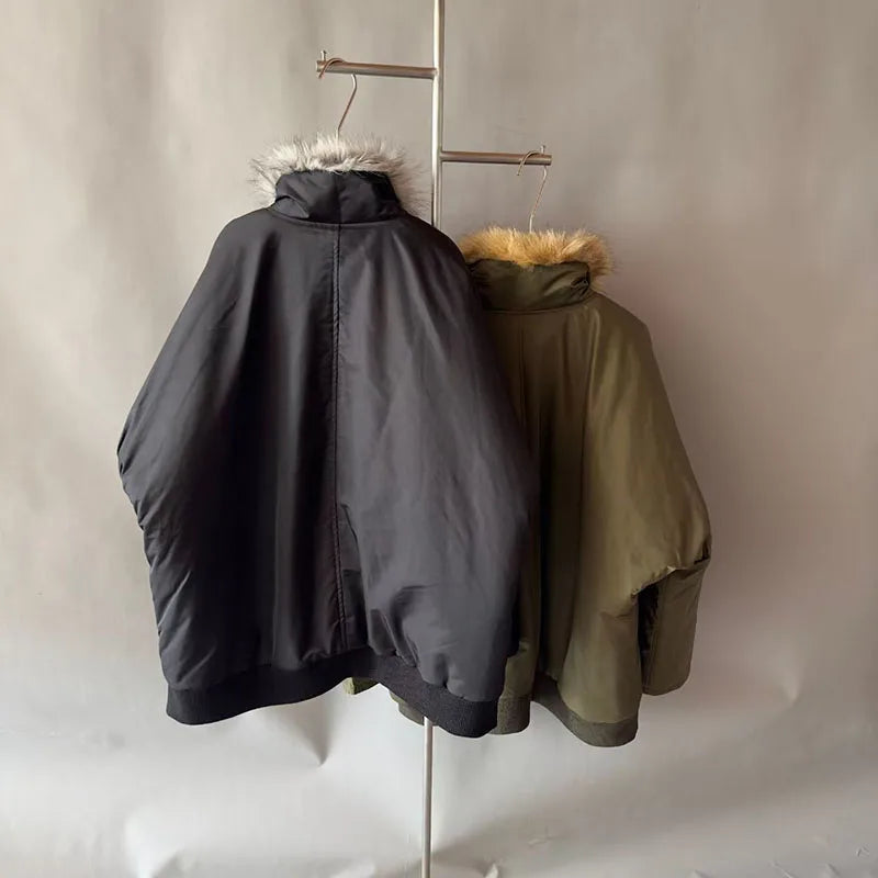 Women's winter jacket New lamb wool splicing warm thick coat for 2025 Couple style high neck windproof parkas y2k padded jacket