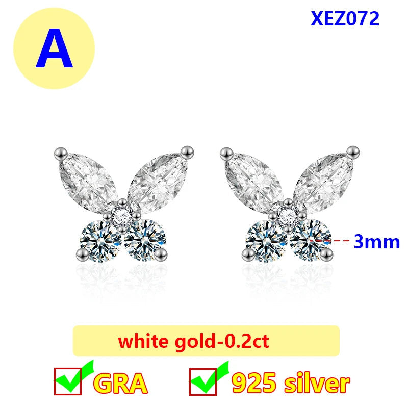 Butterfly Premium Moissanite Stud Earring for Women luxury Original 925 Sterling Silver Women's Moissanite Diamond Hoop Earrings Beauty hair & fashionfj
