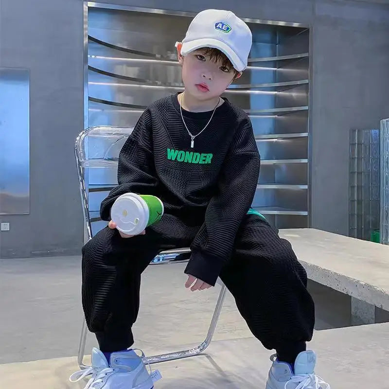 New Boys Casual Sets Boys Sports Autumn Suits Children's Spring Letter Tracksuit Kids Fashion Sweatshirts+Pants 2Pcs Outfits Beauty hair & fashionfj