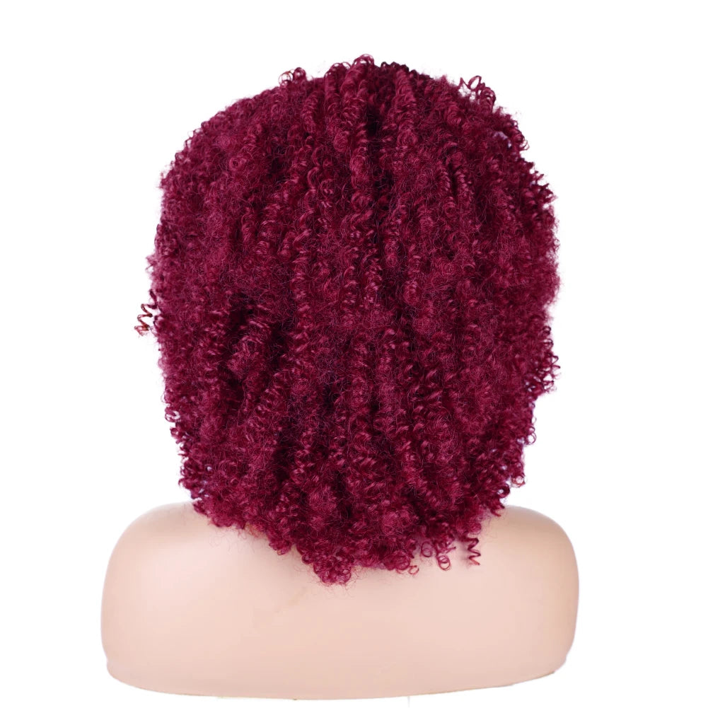 Blice Afro Kinky Curly Wigs With Bangs Short Hair Wig For Black Women Glueless Synthetic Cosplay Wig 18 Inch