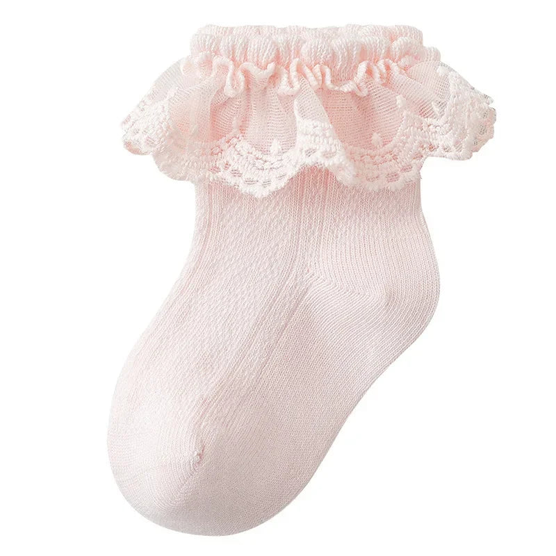 1 Pair Newborn Baby Socks For Girls Cotton Lace Ruffle Infant Girls Sock Princess Mesh Toddler Baby Girls Socks summer 0-12years