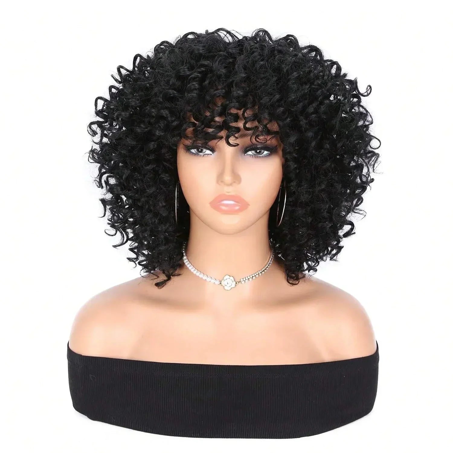 Fashion Afro Explosive Head Jerry Curly Synthetic Short Curly Wig For Women Spring Curly Heat Resistant Fiber Wig Daily Use