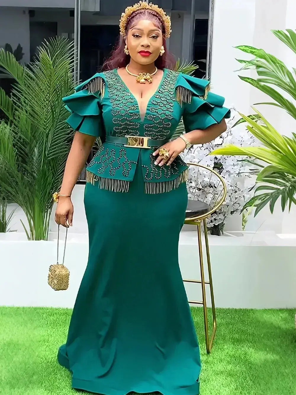 African Party Dresses for Women 2024 Plus Size Fashion Dashiki Ankara Wedding Evening Gown Elegant Turkey Muslim Maxi Dress Beauty hair & fashionfj