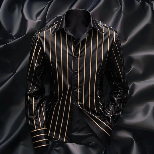 Fashion men's striped shirt stylish casual outdoor long sleeve lapel button soft and comfortable material new hot sale plus size Beauty hair & fashionfj