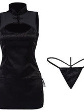 Sexy Cheongsam Mini Dress Mesh Lace Sheer Charming Underwear Uniform Transparent Slim Side Straps Dress Elegant Tops HE1O Beauty hair & fashionfj