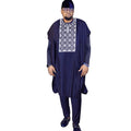 H&D African Suit For Men Robe Shirt Pants Set Long Sleeve Tops Embroidery Agbada Clothes Blue Africain Homme Traditional Robes Beauty hair & fashionfj