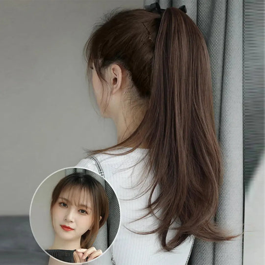 Elegant Women's Straight Hair Ponytail Extensions Long Stylish Synthetic Hair for Daily Use Easy Drawstring Attachment Beauty hair & fashionfj