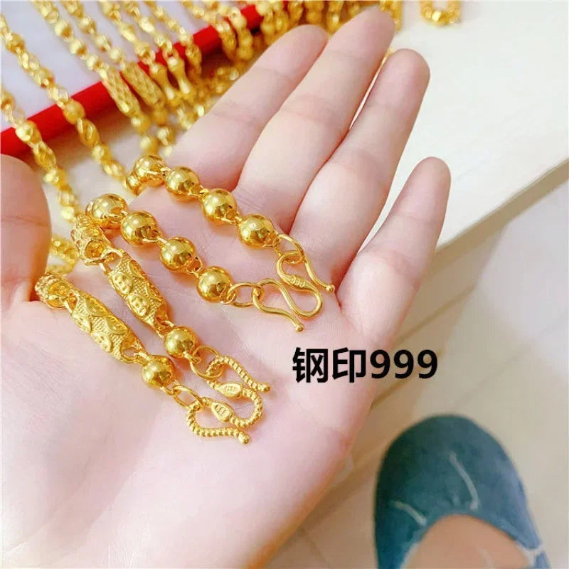 9999 real gold necklace men's 24 K gold necklace personalized new large thick chain transit necklace Beauty hair & fashionfj