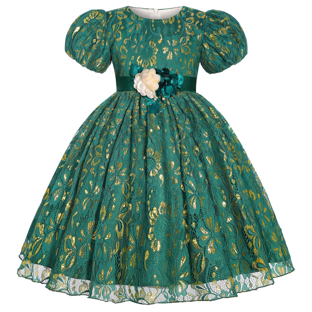2025 New holiday party children's dress Children's puffy sleeve dress bow princess dress sold well Beauty hair & fashionfj