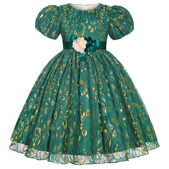 2025 New holiday party children's dress Children's puffy sleeve dress bow princess dress sold well Beauty hair & fashionfj
