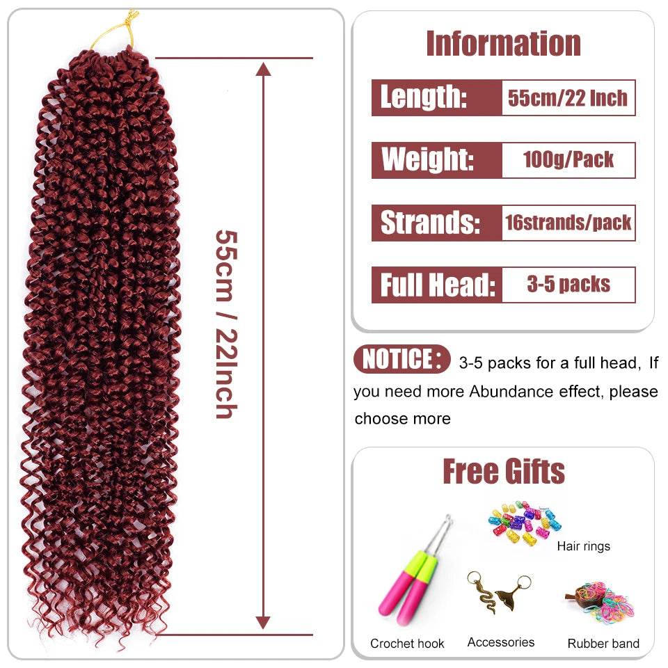 22 Inch Crochet Hair Water Wave Boho Braids Passion Twist Crochet Braid Hair Extensions Bohemian Braiding Hair For Black Women