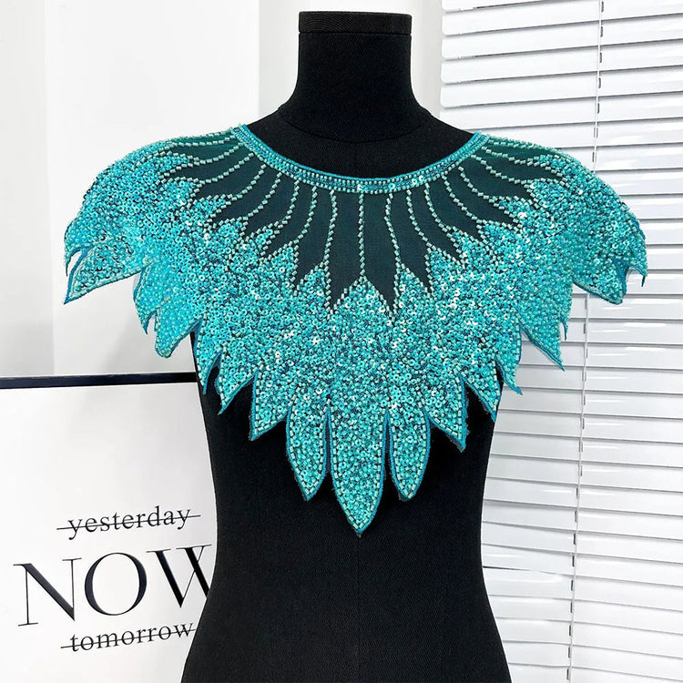 Sparkling Sequin Bead Feather Patches for Wedding Dress DIY - Tulle Fabric Applique Waistbands Shoulder Decor Skirts Accessories Beauty hair & fashionfj