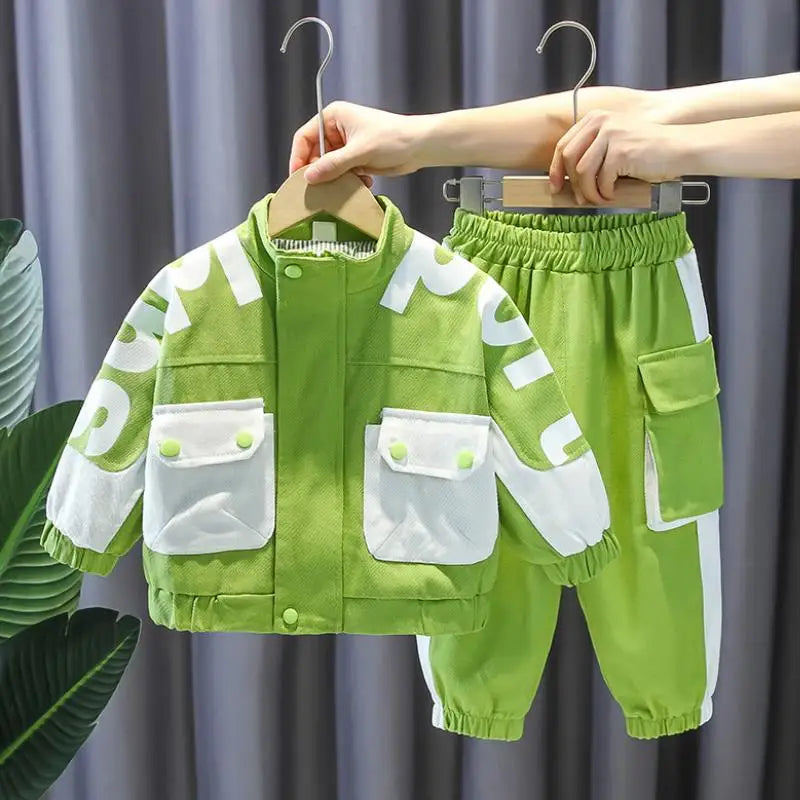 Boys Clothing Suit Spring and Autumn Children's Sportswear Two-piece Set fashion New zipper Jacket+Pants Suit For Boy 2-10Y