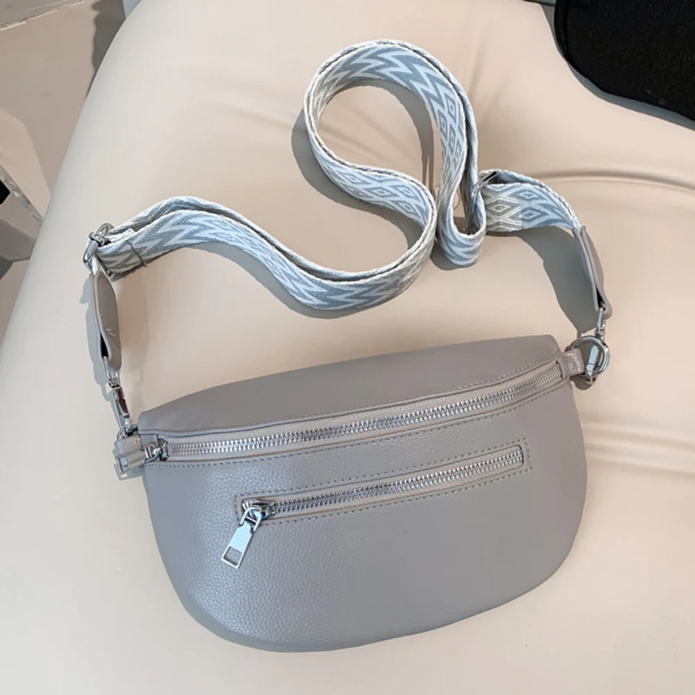 Women Stylish Crossbody Bag with Wide Strap Fashion Sling Bag Multi-pocket Coin Phone Purse Travel Outdoor Bag
