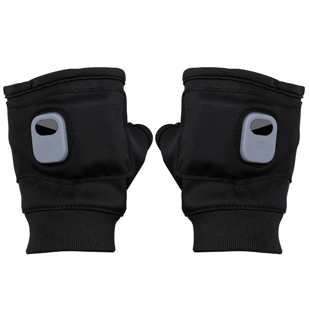 Electric Heated Gloves 360 Degree Heating Electric Thermal Gloves Fingerless Touchscreen for Outdoor Hiking Cycling