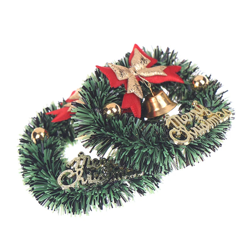 6cm Dollhouse Miniature Christmas Garland Wreath Model Doll Christmas Decor Toy Ornament Artificial Flower Wreath DIY Kid Gift
