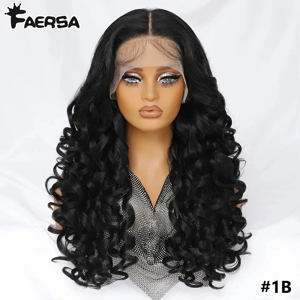 Latisha 13X6 HD 13X5X1 Synthetic Lace Front Wigs Curly Pre Plucked Lace Frontal Wig with Bangs for Women Highlight with Babyhair Beauty hair & fashionfj