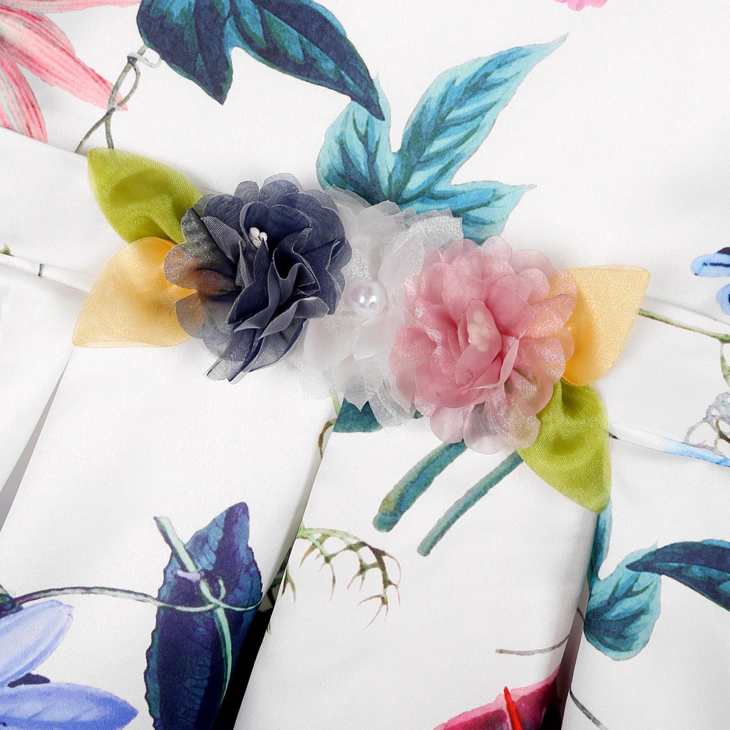 2025European and American children's new flower vintage print princess dress girl holiday party dress dress Beauty hair & fashionfj