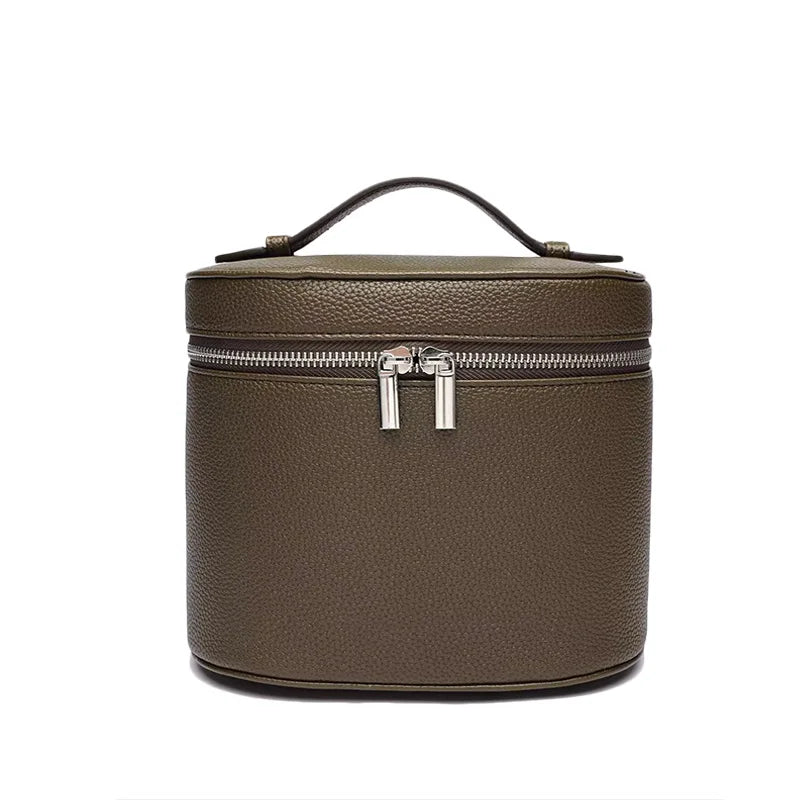 Customizable Name Portable Travel Storage Bag - Removable Cosmetic Bag with Separate Washing Compartment Pebble Leather