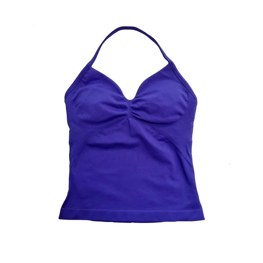 Women's Yoga Vest  Top with Bare Back and Long Straps  Backless Bra for Training  T-shirt for Running and Yoga