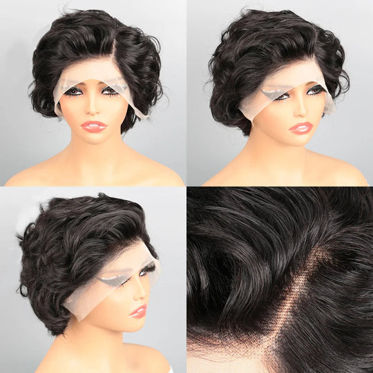 Pixie Cut Wig Human Hair Straight13X4 HD Lace Front Wigs Wear and Go Glueless Wigs Human Hair Short Curly Natural Wigs for Woman Beauty hair & fashionfj