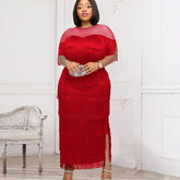 Customized Plus Size African Party Evening Dresses for Women Summer Tassel Short Sleeve Traditional Dashiki African Clothes Anka Beauty hair & fashionfj