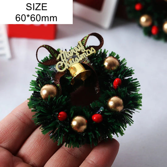 1pc 6cm Miniature Wreath Doll House Christmas Tree Wall Baking Decoration Dollhouse Access Children Toy Gift Kid Navidad 2024