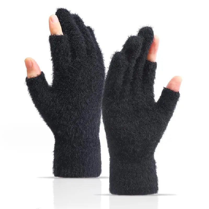 Winter Warmth Fingerless Gloves Mink Fur Knitted Gloves Sliding Screen Outdoors Warmth Cold-proof Mittens for Men and Women