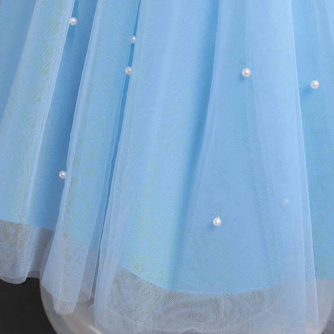 Toddler Baby Girl Birthday Party Dresses Backless Bow Beading Blue Princess Dress Newborn Infant Baptism Ceremony Costume 1-5Yrs Beauty hair & fashionfj