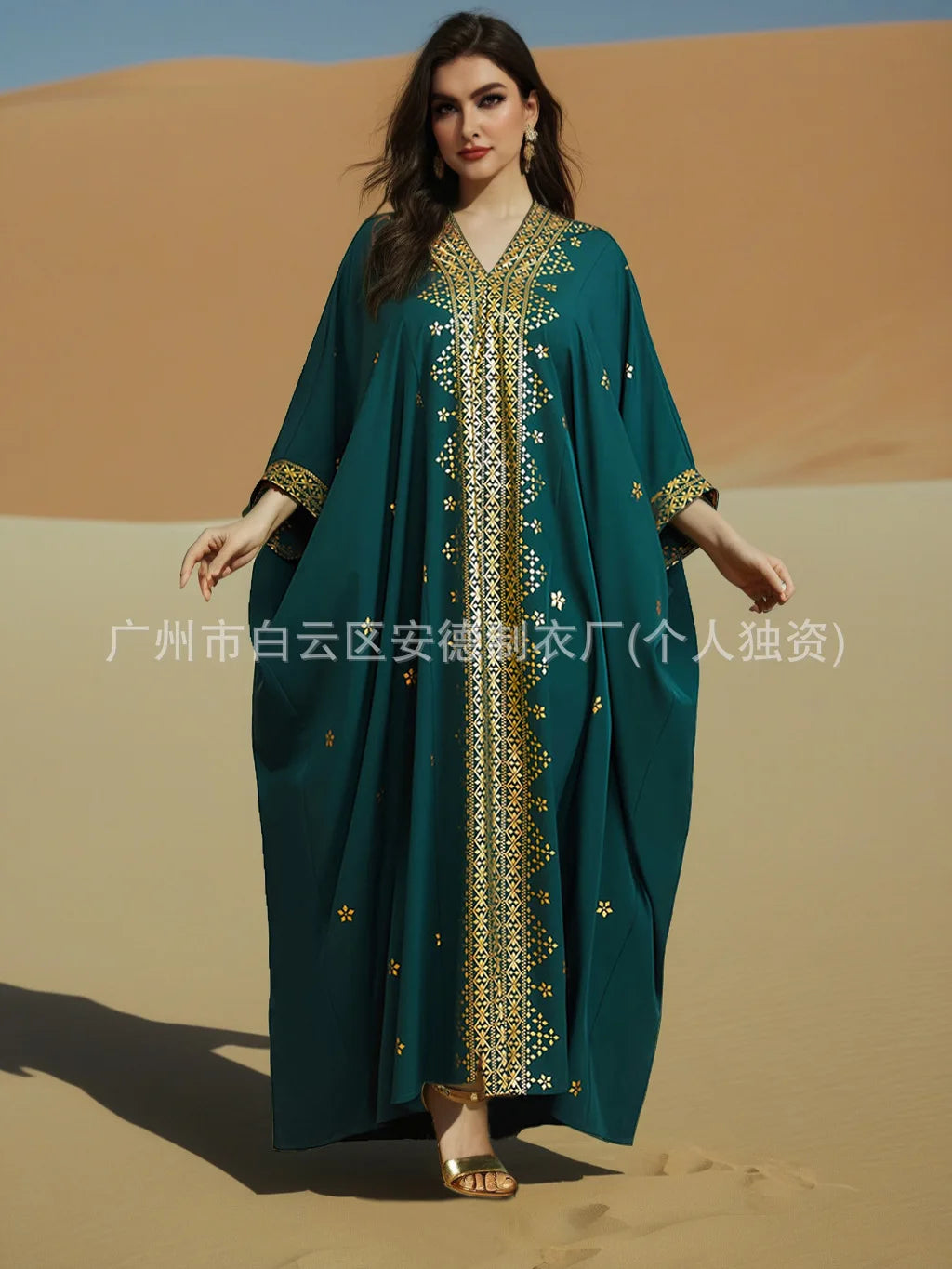 Eid Muslim Abaya Women Party Dresses Bronzing Kaftan Islam V Neck Vestidos Morocco Dubai Abayas Arab Long Robe Ramadan Jalabiya Beauty hair & fashionfj