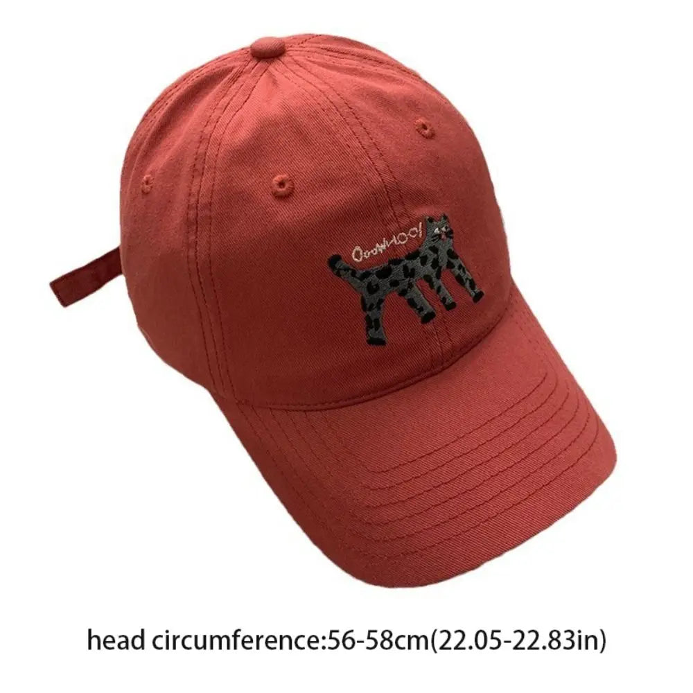 Retro Embroidered Embroidery Baseball Cap Spotted Cat Peaked Cap Letter Baseball Hat Sunscreen Hat Retro Sun Hat Spring Summer Beauty hair & fashionfj