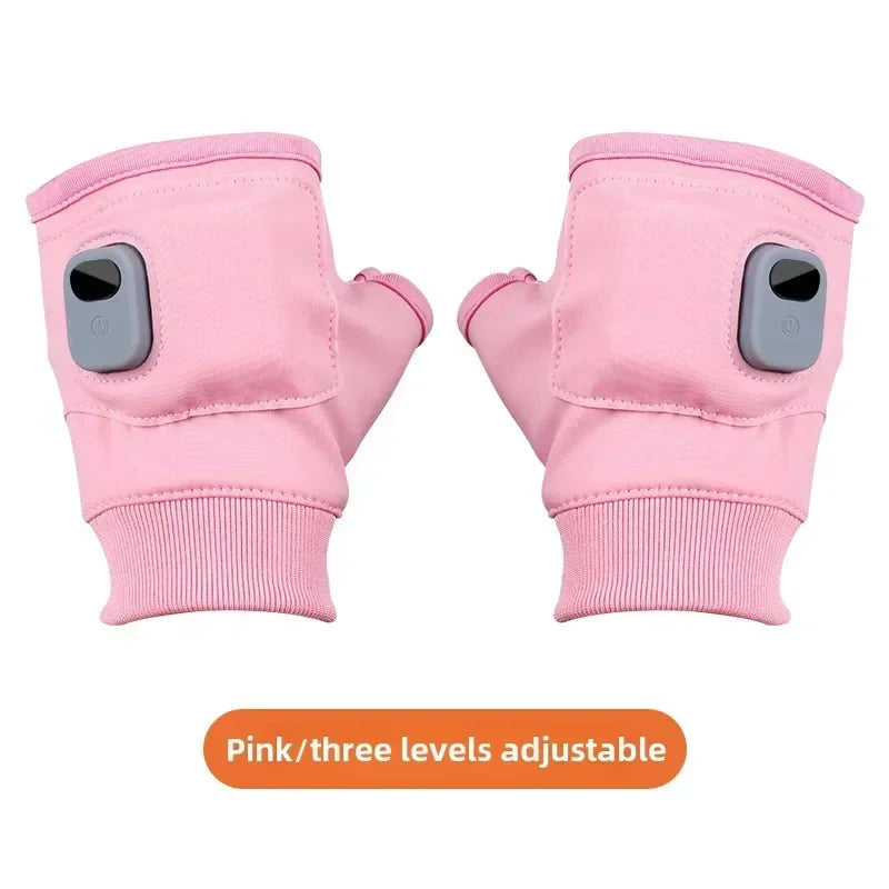 Rechargeable Heated Gloves 360 Degree Thermal Heated Windproof Warm Fingerless for Outdoor Hiking Cycling Winter Sports