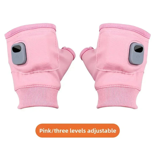 Rechargeable Heated Gloves 360 Degree Thermal Heated Windproof Warm Fingerless for Outdoor Hiking Cycling Winter Sports