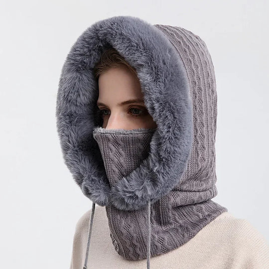 Women's Winter Hat Outdoor Cycling Headgear Anti Cold Skiing Hat Warm Scarf Face Mask Integrated Anti Cold Headgear
