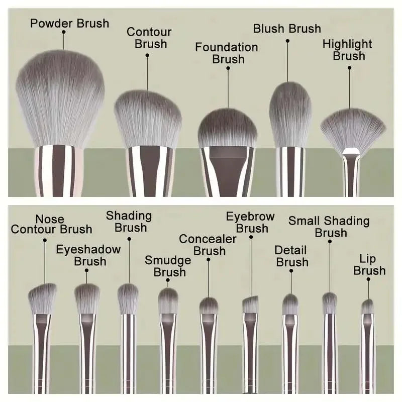 14Pcs Makeup Brushes Soft Fluffy Cosmetic Powder Eye Shadow Foundation Blush Blending Beauty Make Up Brush With Powder Puff Idea Beauty hair & fashionfj