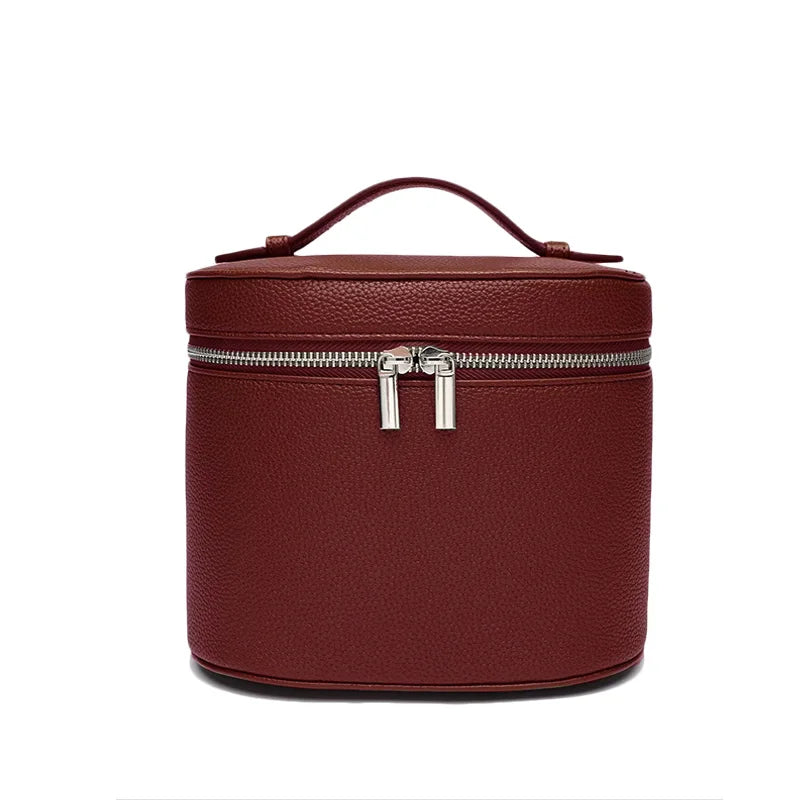 Customizable Name Portable Travel Storage Bag - Removable Cosmetic Bag with Separate Washing Compartment Pebble Leather