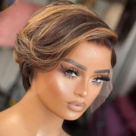 Pixie Cut Wigs Human Hair 13x4 Short Pixie Cut Lace Front Wig for Women Black Pixie Cut Transparent Frontal Wig Layered Straight Beauty hair & fashionfj
