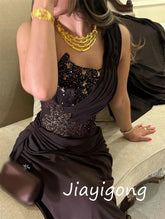 Customized Exquisite Jersey Sequined Pleat A-line One-shoulder Long Dresses Bespoke Occasion High Quality Beauty hair & fashionfj