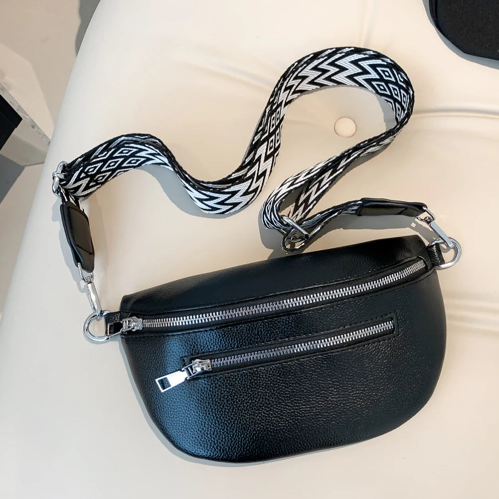 Women Stylish Crossbody Bag with Wide Strap Fashion Sling Bag Multi-pocket Coin Phone Purse Travel Outdoor Bag