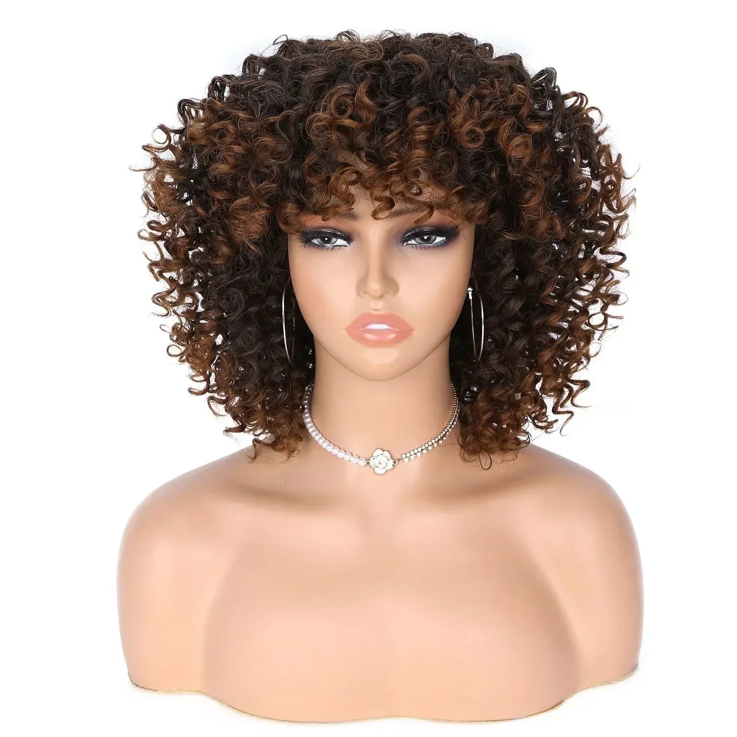 Fashion Afro Explosive Head Jerry Curly Synthetic Short Curly Wig For Women Spring Curly Heat Resistant Fiber Wig Daily Use