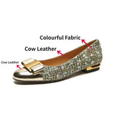 Elegant Flats Women 2025 Cow Leather Shoes Gold Bowtie Big Size 43 Spring Low Heels Slip On Pointed Toe Comfortable Footwear Beauty hair & fashionfj