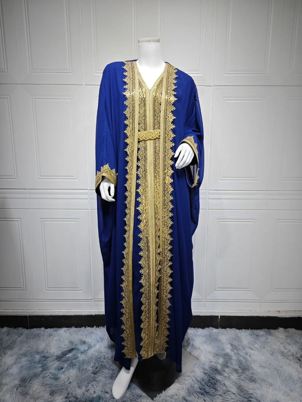 Eid Women Abaya Dress Muslim 2 Piece Set Cardigan with Inner Dress Lace-up Robe Caftan Robe Jalabiya Ramadan Morocco Kaftan 2025 Beauty hair & fashionfj