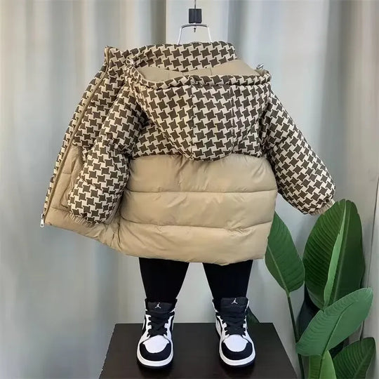 Winter jacket for Boys Girls Medium Length Down Jacket NewThickened Hooded Coat Big Childrens Kids Jacket 2-9Years